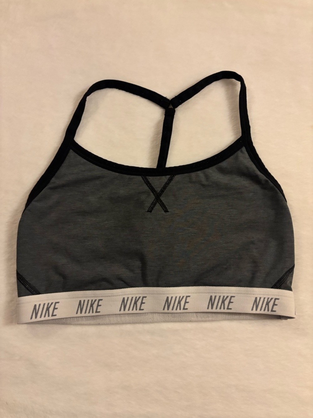 Nike Gray and Black Dri-FIT Sports Bra